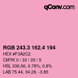 カラーコード: RGB 243.3 162.4 194 | qconv.com