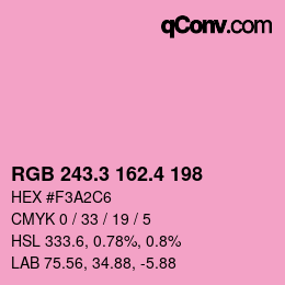 カラーコード: RGB 243.3 162.4 198 | qconv.com