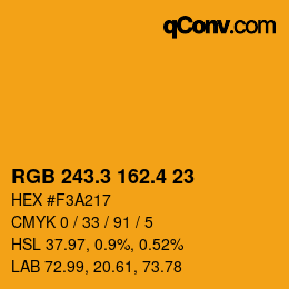 カラーコード: RGB 243.3 162.4 23 | qconv.com