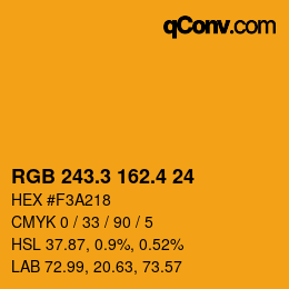 カラーコード: RGB 243.3 162.4 24 | qconv.com