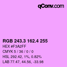 カラーコード: RGB 243.3 162.4 255 | qconv.com
