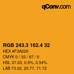 カラーコード: RGB 243.3 162.4 32 | qconv.com