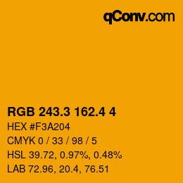 カラーコード: RGB 243.3 162.4 4 | qconv.com