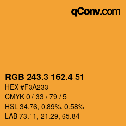 カラーコード: RGB 243.3 162.4 51 | qconv.com