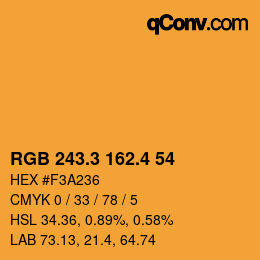 カラーコード: RGB 243.3 162.4 54 | qconv.com