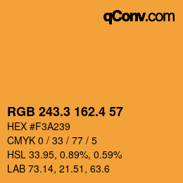 カラーコード: RGB 243.3 162.4 57 | qconv.com