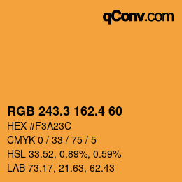 カラーコード: RGB 243.3 162.4 60 | qconv.com