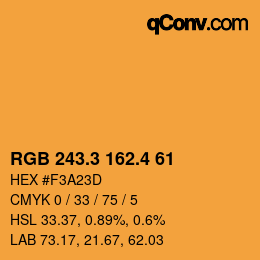 カラーコード: RGB 243.3 162.4 61 | qconv.com