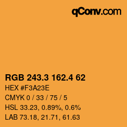 カラーコード: RGB 243.3 162.4 62 | qconv.com