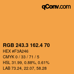 カラーコード: RGB 243.3 162.4 70 | qconv.com