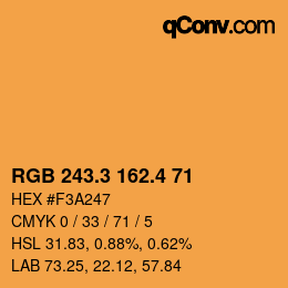 カラーコード: RGB 243.3 162.4 71 | qconv.com