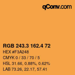 カラーコード: RGB 243.3 162.4 72 | qconv.com