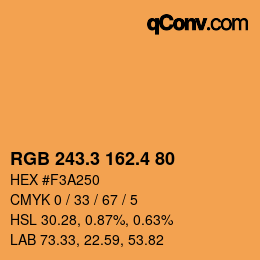 カラーコード: RGB 243.3 162.4 80 | qconv.com