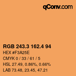 カラーコード: RGB 243.3 162.4 94 | qconv.com