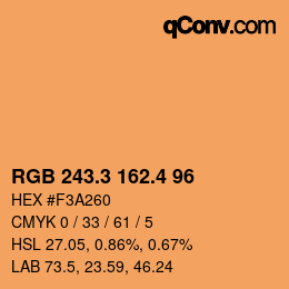 カラーコード: RGB 243.3 162.4 96 | qconv.com