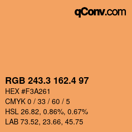 カラーコード: RGB 243.3 162.4 97 | qconv.com