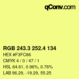 カラーコード: RGB 243.3 252.4 134 | qconv.com
