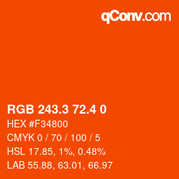 カラーコード: RGB 243.3 72.4 0 | qconv.com