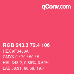 カラーコード: RGB 243.3 72.4 106 | qconv.com