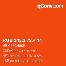 カラーコード: RGB 243.3 72.4 14 | qconv.com