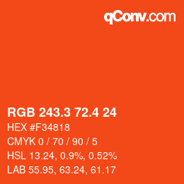 カラーコード: RGB 243.3 72.4 24 | qconv.com