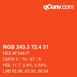 カラーコード: RGB 243.3 72.4 31 | qconv.com