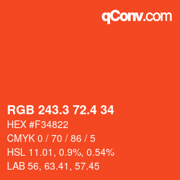 カラーコード: RGB 243.3 72.4 34 | qconv.com