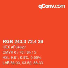 カラーコード: RGB 243.3 72.4 39 | qconv.com