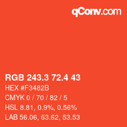カラーコード: RGB 243.3 72.4 43 | qconv.com
