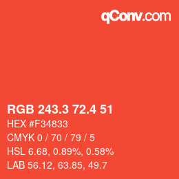 カラーコード: RGB 243.3 72.4 51 | qconv.com