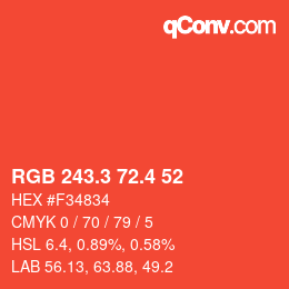 カラーコード: RGB 243.3 72.4 52 | qconv.com
