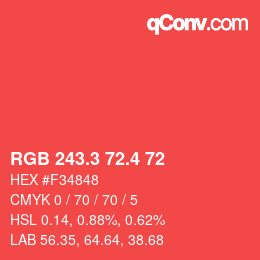 カラーコード: RGB 243.3 72.4 72 | qconv.com
