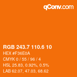 カラーコード: RGB 243.7 110.6 10 | qconv.com