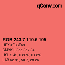 カラーコード: RGB 243.7 110.6 105 | qconv.com