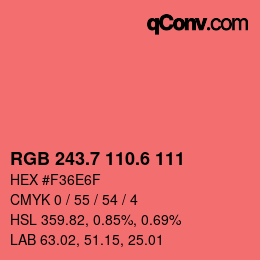 カラーコード: RGB 243.7 110.6 111 | qconv.com