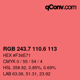 カラーコード: RGB 243.7 110.6 113 | qconv.com