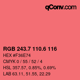 カラーコード: RGB 243.7 110.6 116 | qconv.com