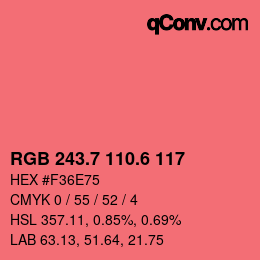 カラーコード: RGB 243.7 110.6 117 | qconv.com