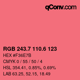 カラーコード: RGB 243.7 110.6 123 | qconv.com
