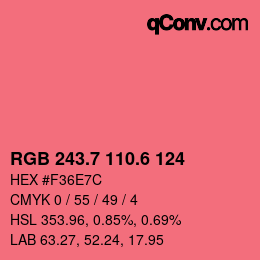 カラーコード: RGB 243.7 110.6 124 | qconv.com