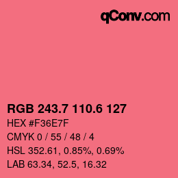 カラーコード: RGB 243.7 110.6 127 | qconv.com