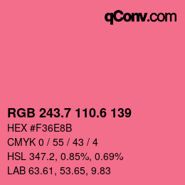 カラーコード: RGB 243.7 110.6 139 | qconv.com