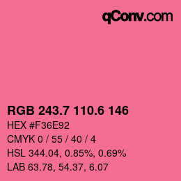 カラーコード: RGB 243.7 110.6 146 | qconv.com