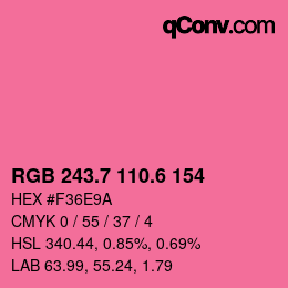 カラーコード: RGB 243.7 110.6 154 | qconv.com