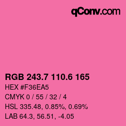 カラーコード: RGB 243.7 110.6 165 | qconv.com