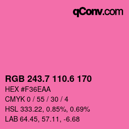 カラーコード: RGB 243.7 110.6 170 | qconv.com