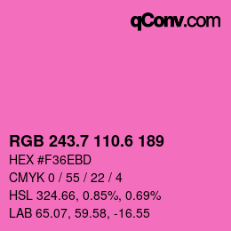 カラーコード: RGB 243.7 110.6 189 | qconv.com
