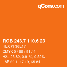 カラーコード: RGB 243.7 110.6 23 | qconv.com
