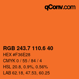カラーコード: RGB 243.7 110.6 40 | qconv.com