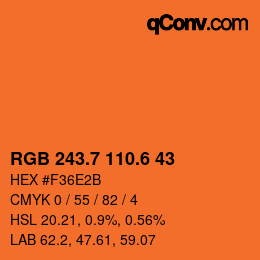 カラーコード: RGB 243.7 110.6 43 | qconv.com